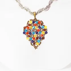 Pendant 40cm - Xochitl Grapes-Khaki Braid - Pendant 40cm - Laiton bronze